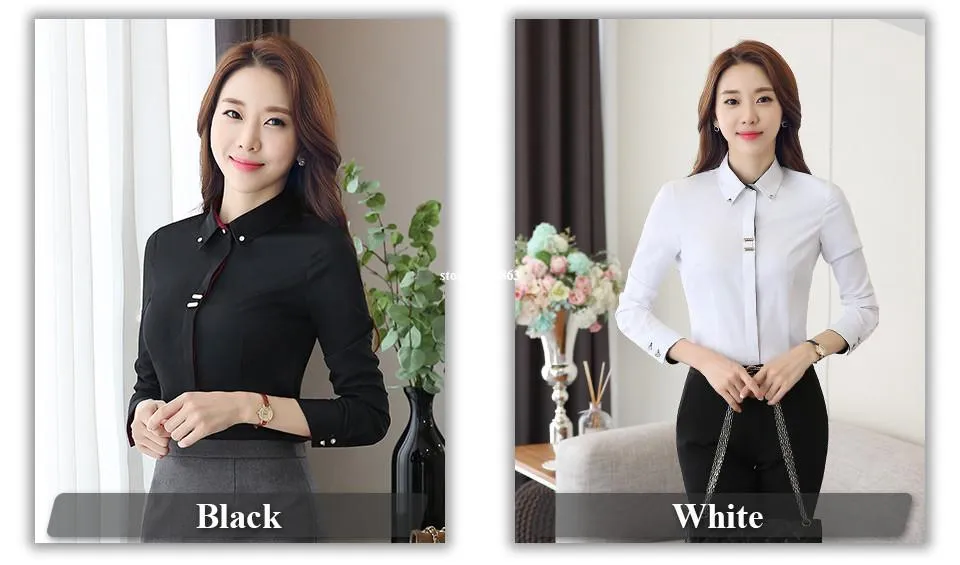 Elegant Female Casual Long Sleeve Turn-down Collar Autumn Blouse Shirt