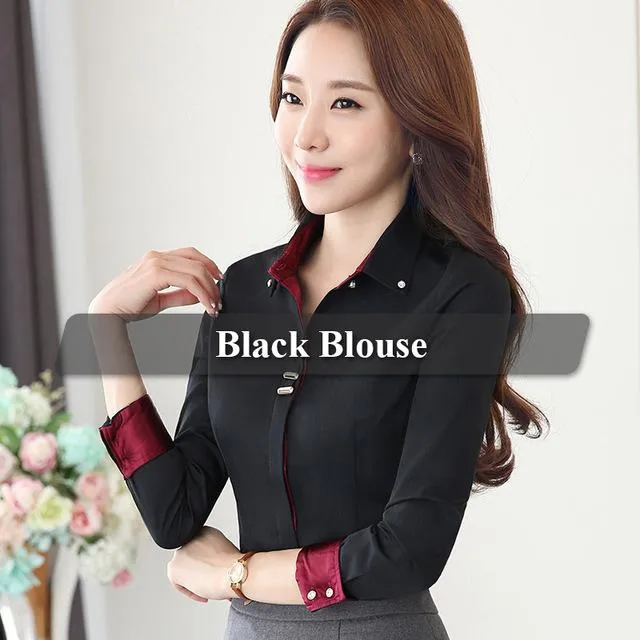 Elegant Female Casual Long Sleeve Turn-down Collar Autumn Blouse Shirt