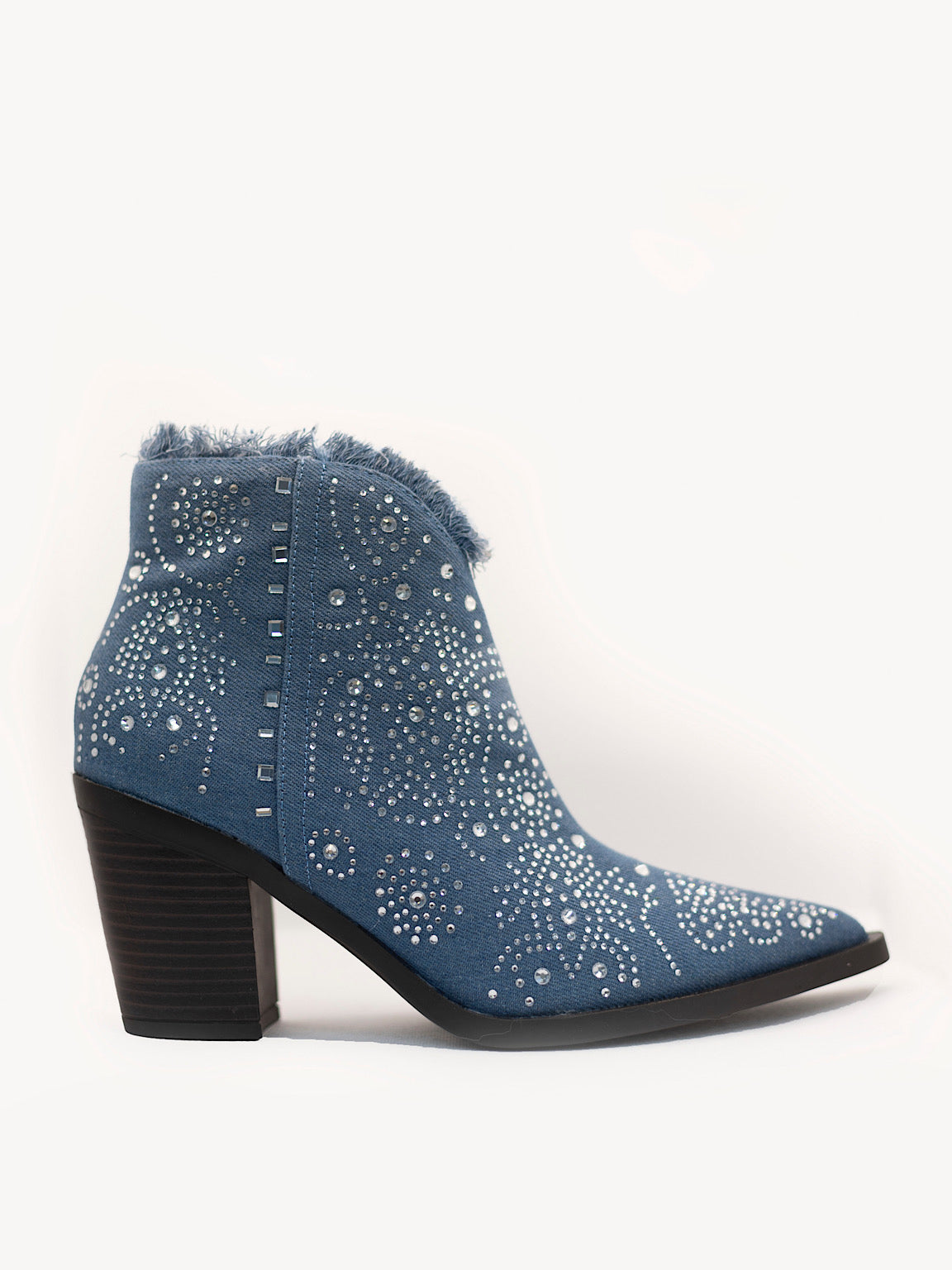 Embellished Denim Western Boots