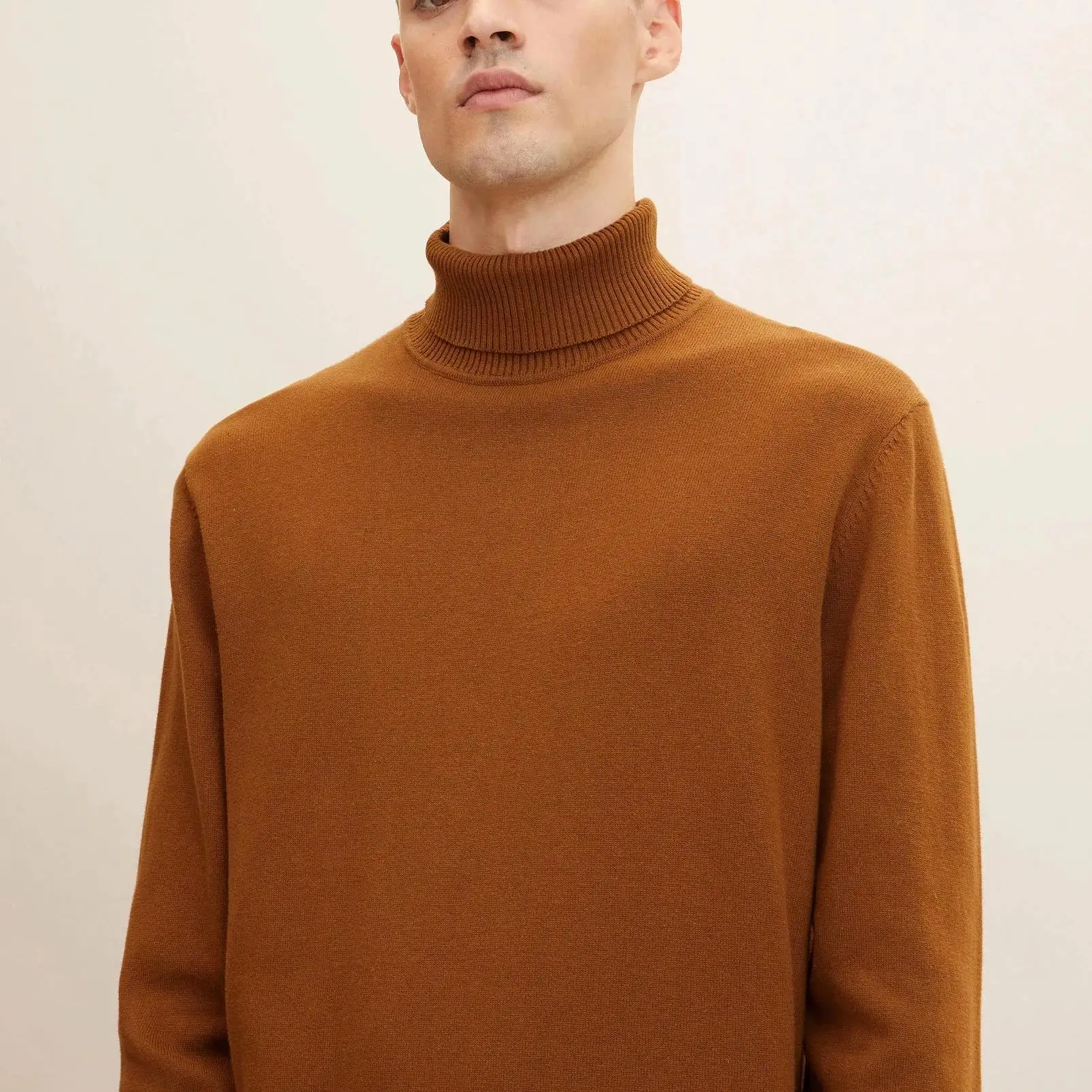 Fine Knitted Turtleneck (Brown)