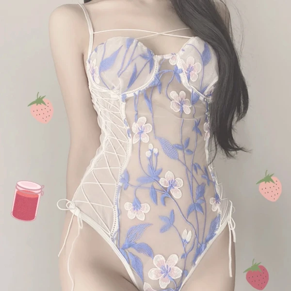 Floral Mesh Harness Bodysuit AD210160