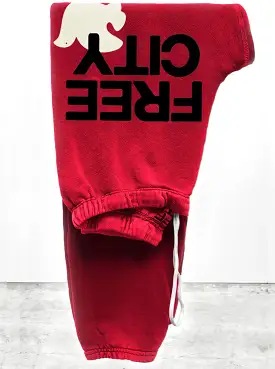 FREECITY LARGE SWEATPANT IN ARTYARD RED CREAM