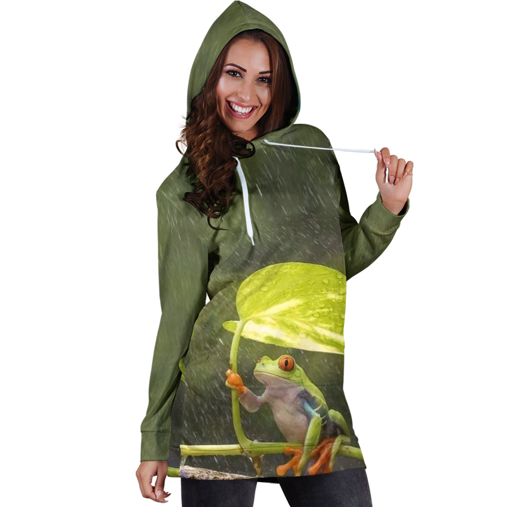 Frog in the Rain Woman Hoodie Dress