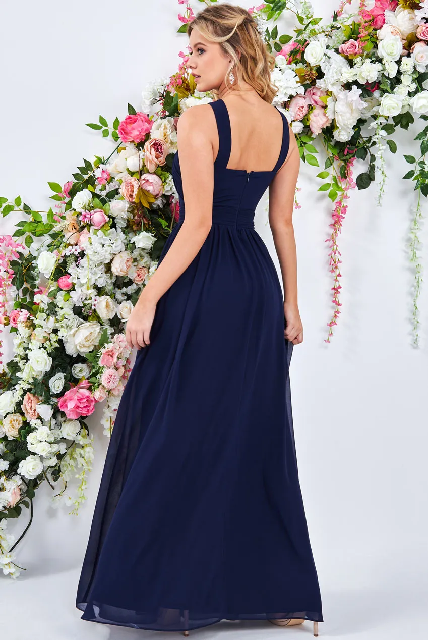 Goddiva Halter Neck Chiffon Maxi Dress