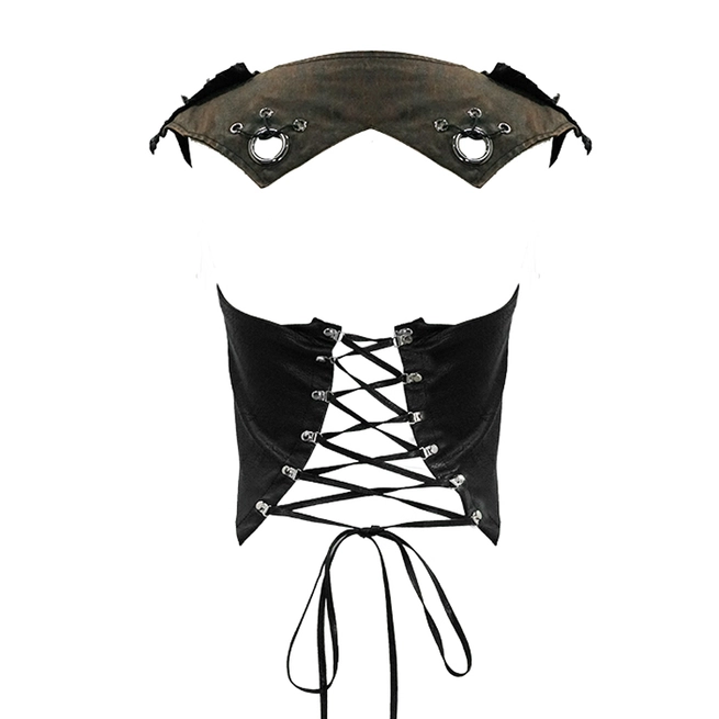 Gothic Criss-cross Straps Corset With Hollowed-out Design