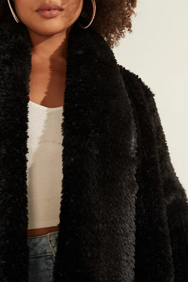 GUESS Rebecca Faux Fur Longline Jacket