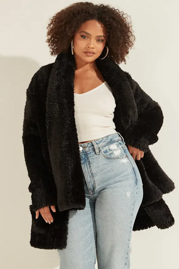 GUESS Rebecca Faux Fur Longline Jacket