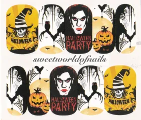 Halloween Party Scary Owl Vampire Pumpkin Nail Water Wraps