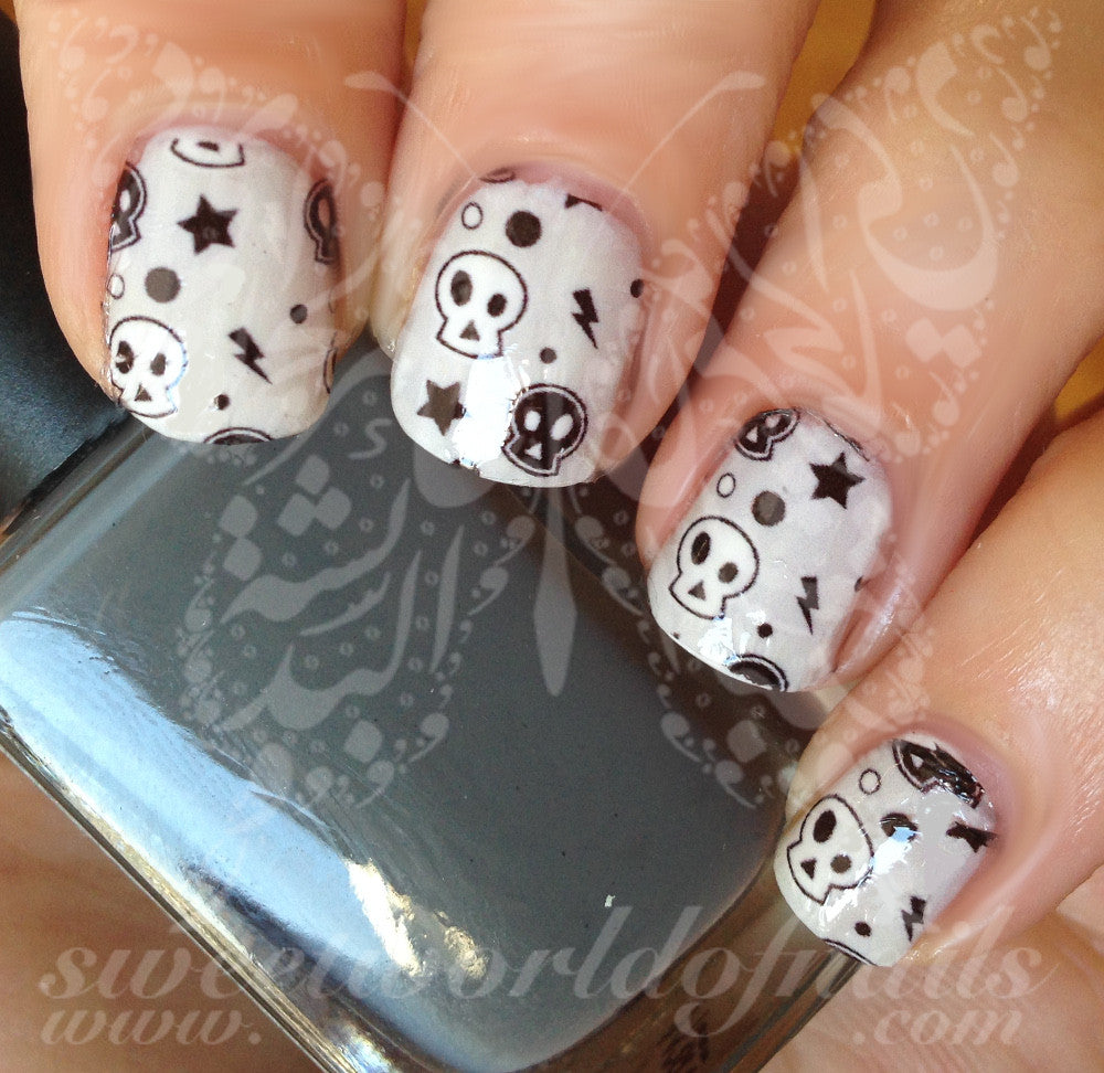 Halloween Skulls Nail Art Water Full Wraps Transfers