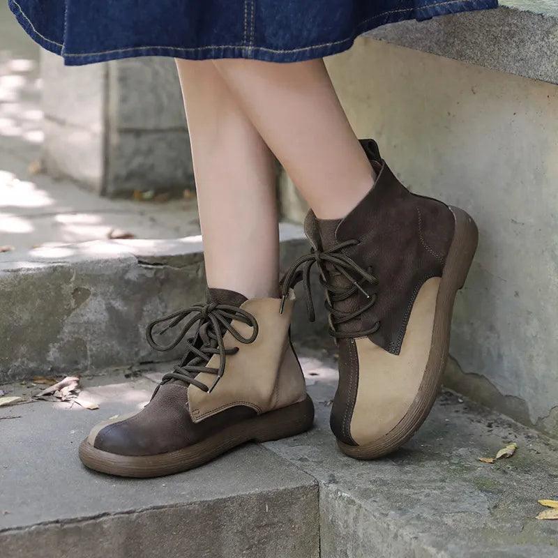 Handmade Soft Leather Ankle Boots Flats for Women - TF121 Casual Shoes