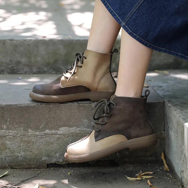 Handmade Soft Leather Ankle Boots Flats for Women - TF121 Casual Shoes