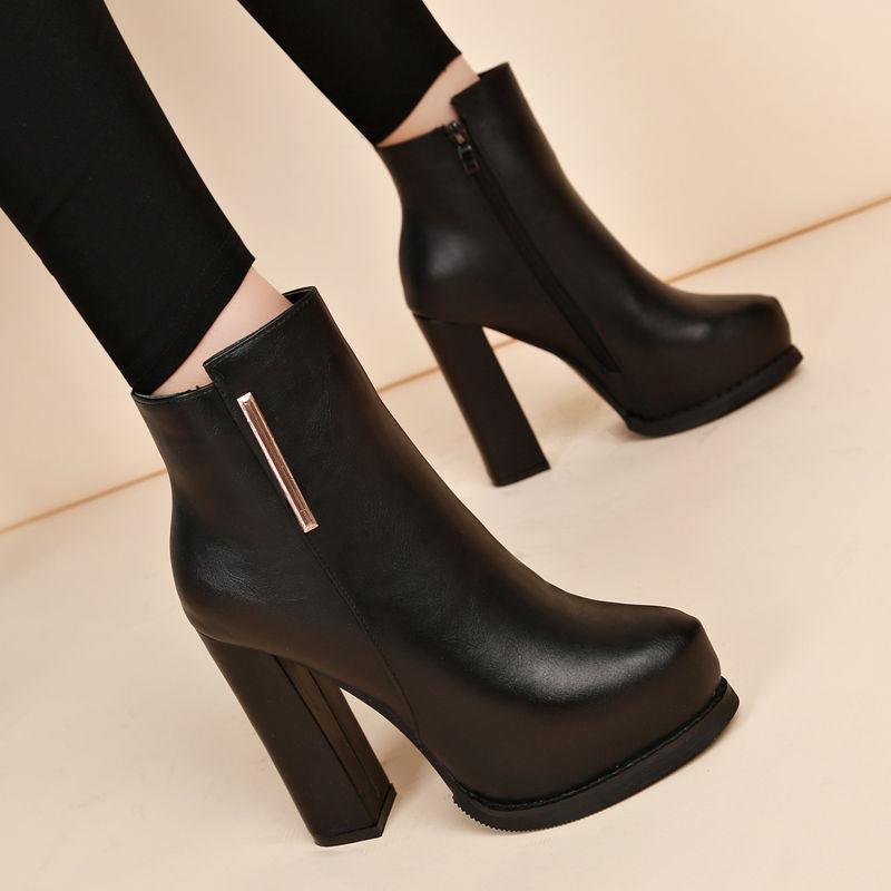 High-Heels Ankle Leather Boots