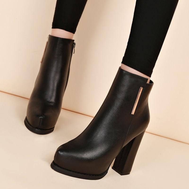 High-Heels Ankle Leather Boots