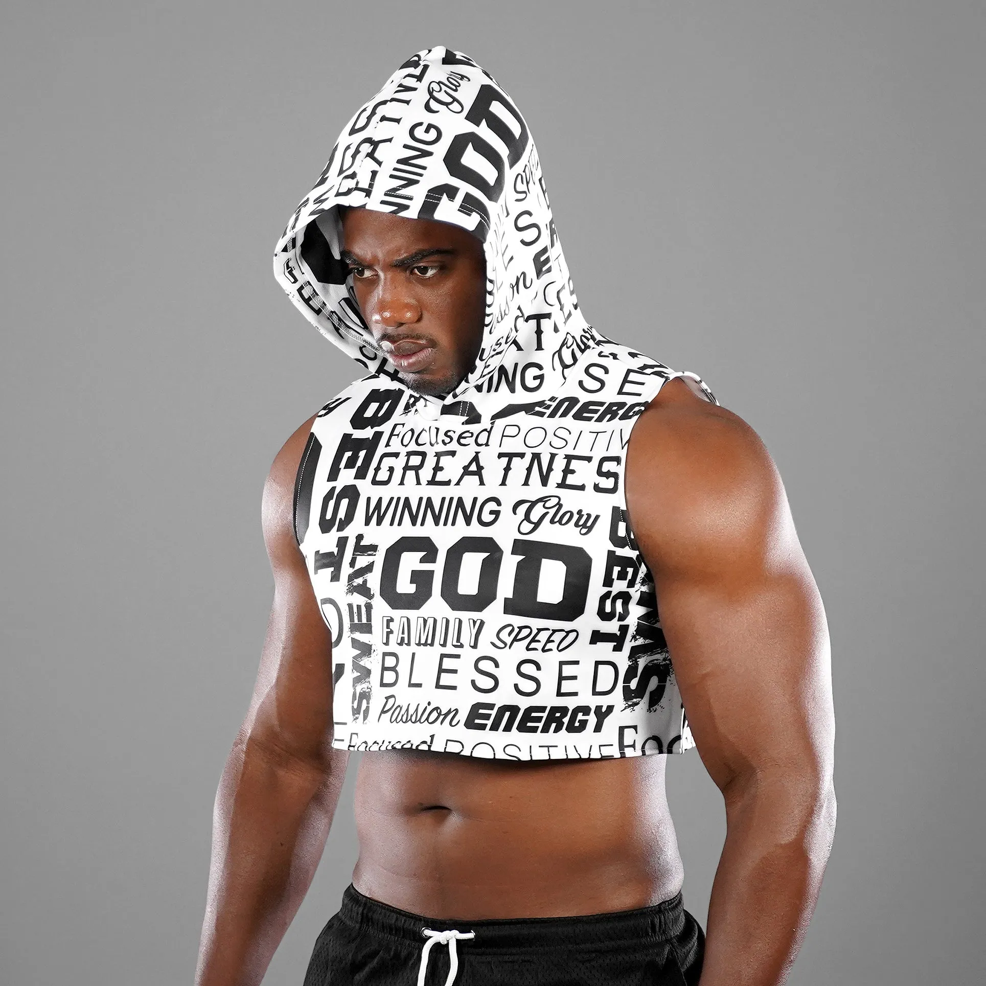 Inspirational White Football Crop Top Hoodie