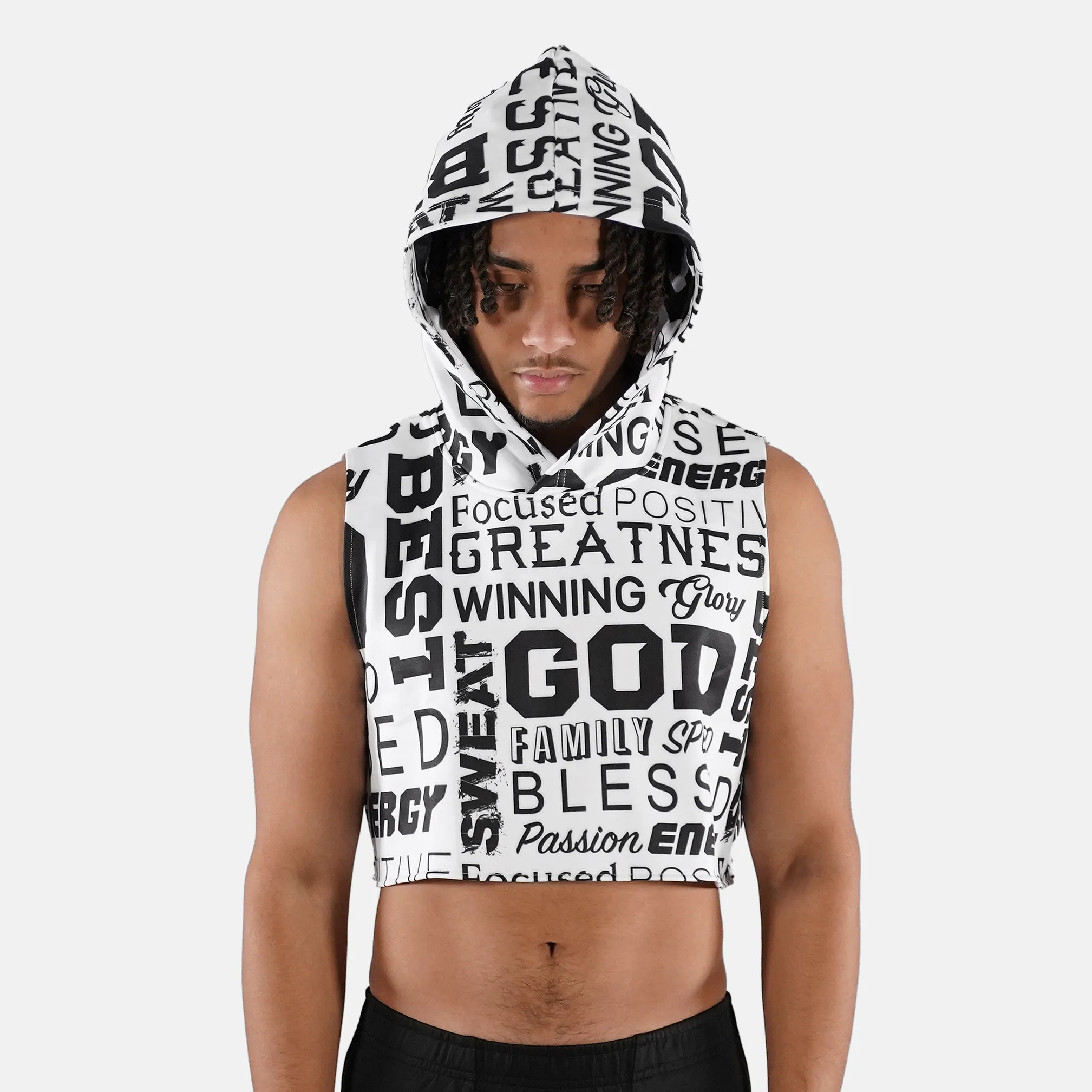 Inspirational White Football Crop Top Hoodie