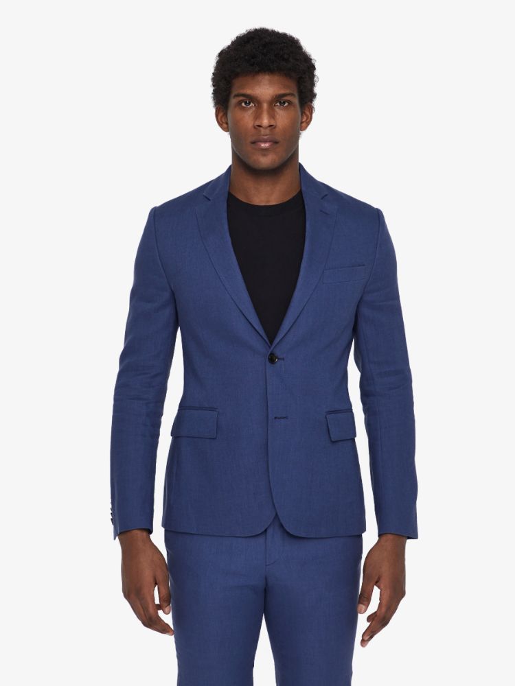 J.Lindeberg Mens Hopper Soft Tech Linen Blazer - WORK BLUE MELANGE