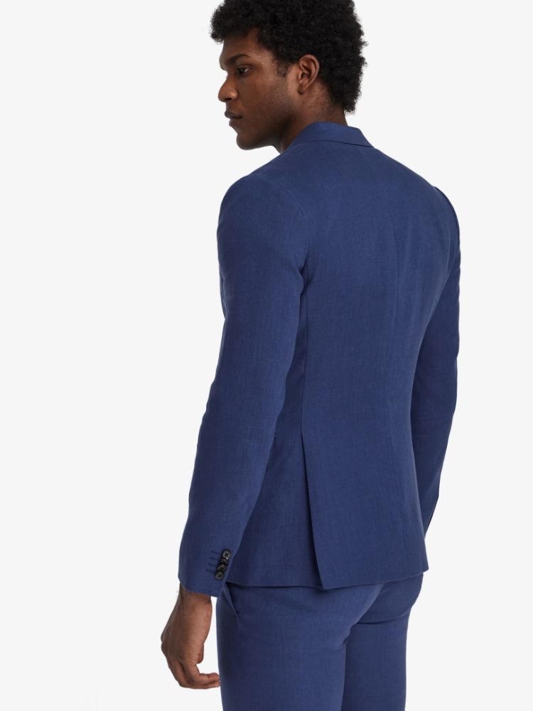 J.Lindeberg Mens Hopper Soft Tech Linen Blazer - WORK BLUE MELANGE