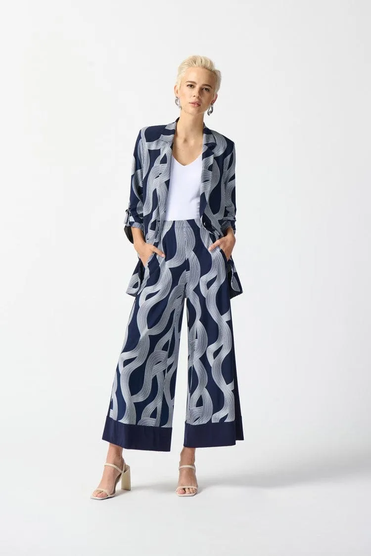 Joseph Ribkoff Silky Knit Abstract Print Boxy Blazer - 242198