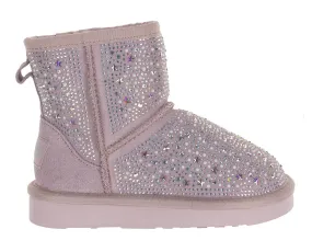 LELLI KELLY GIRLS LK 3770 OLIVIA DECORATIVE STARS STONES SUEDE FUR BOOTS ROSA