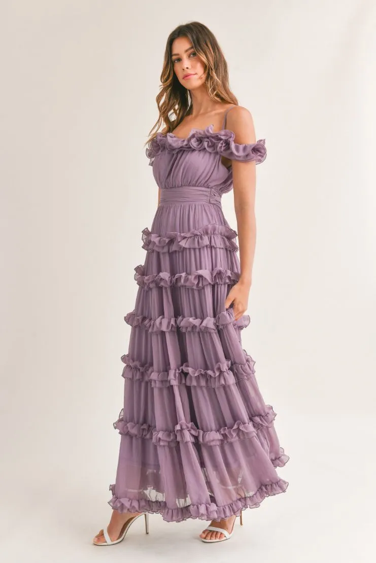 Leylani Lavender Ruffle Tiered Maxi Dress