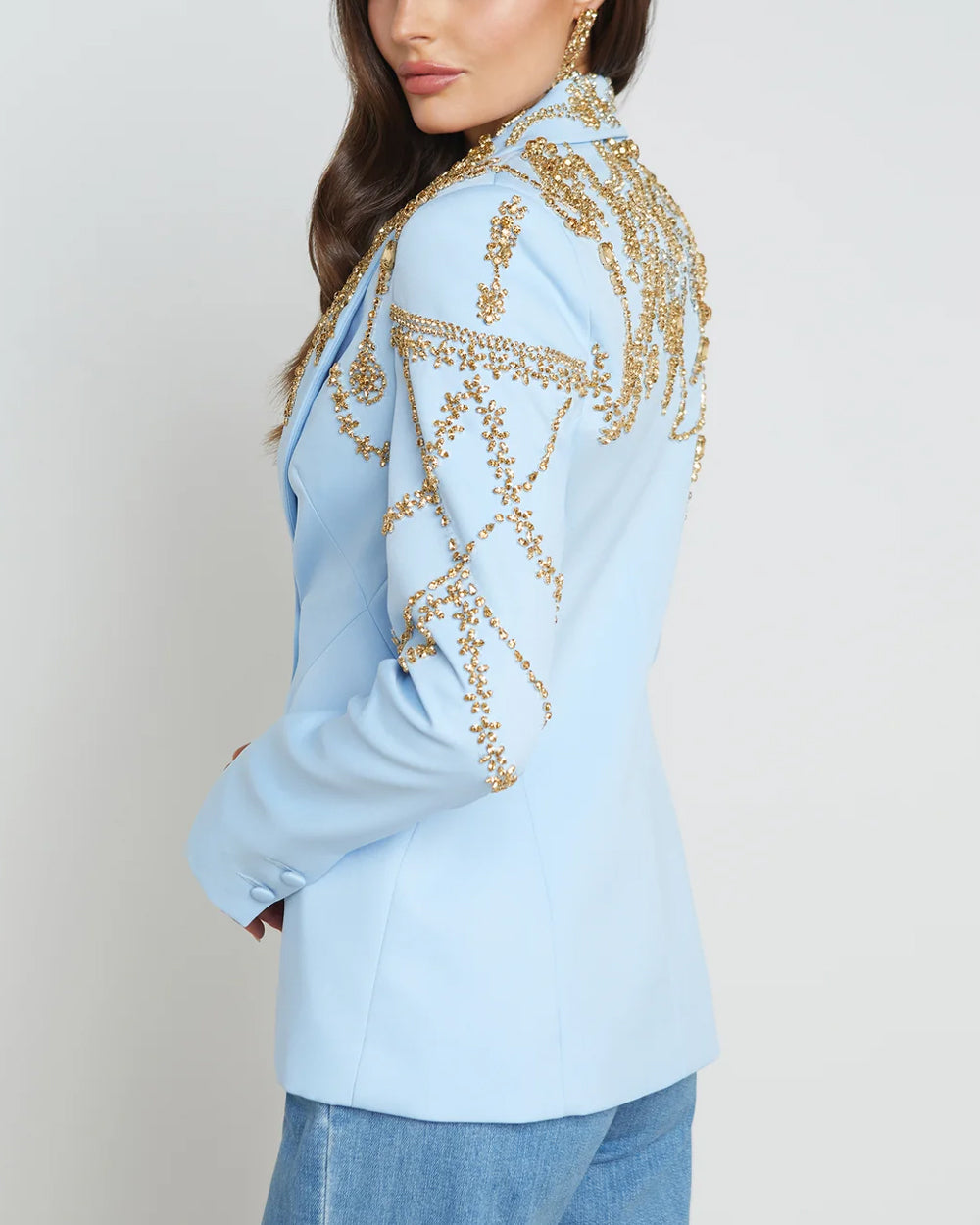 Light Blue Crystal Embellished Clementine Blazer