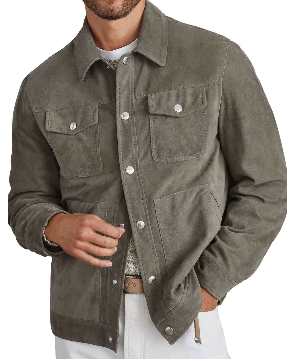 Light Sage Green Leather Jacket