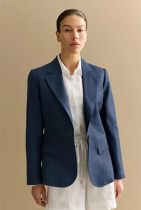 Linen Twill Single Breasted Blazer