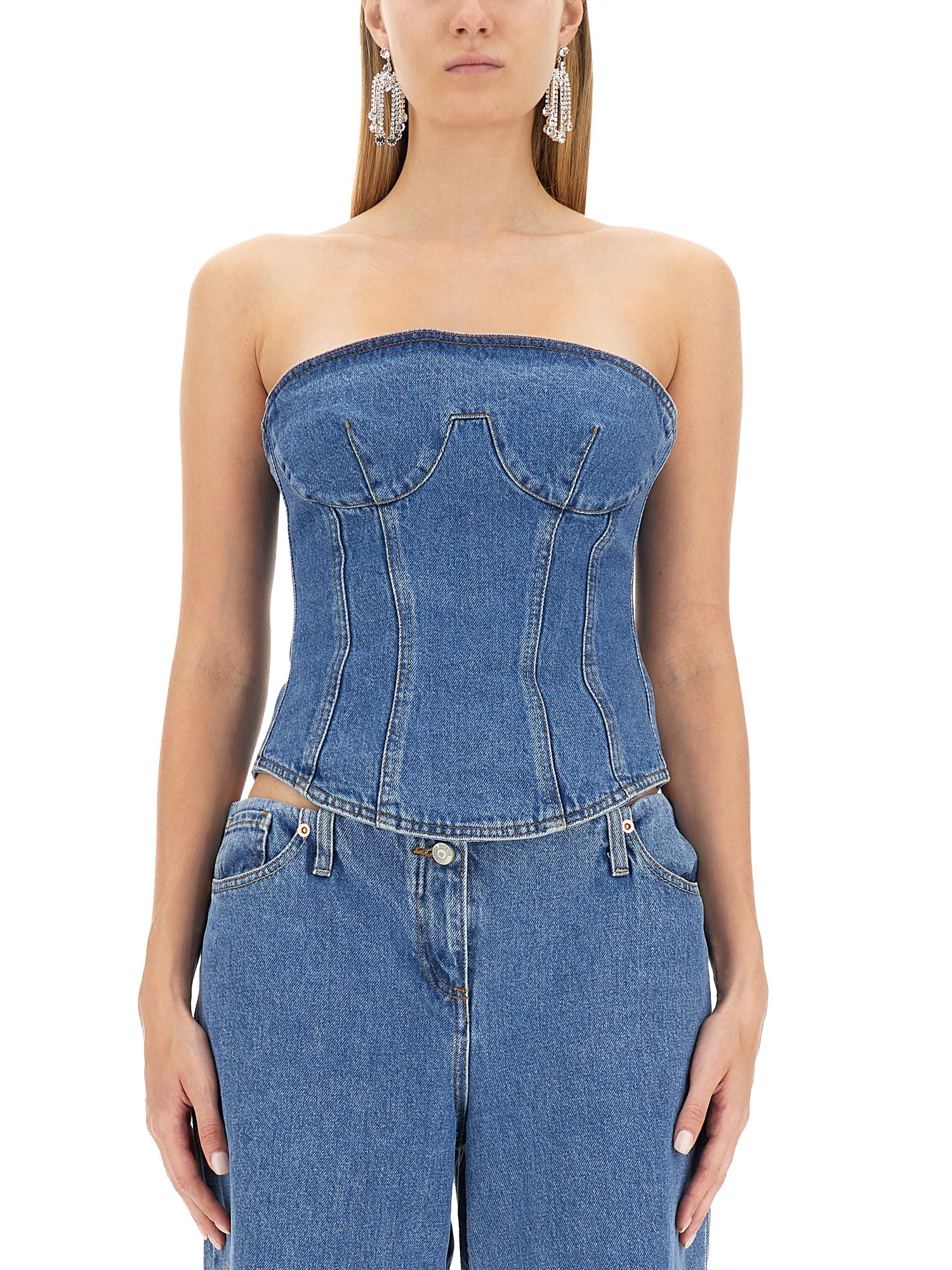 MAGDA BUTRYM    COTTON DENIM STRAPLESS CORSET