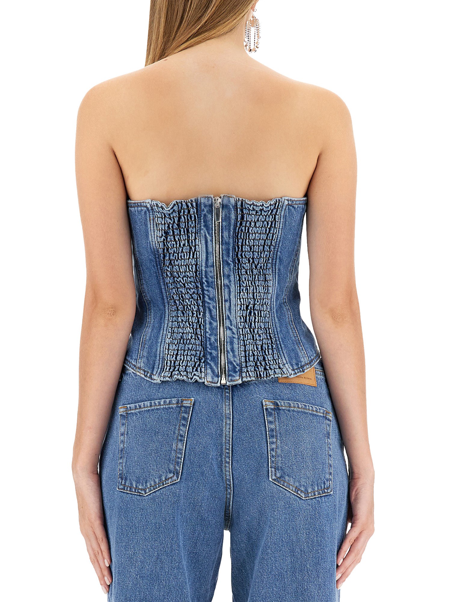 MAGDA BUTRYM    COTTON DENIM STRAPLESS CORSET