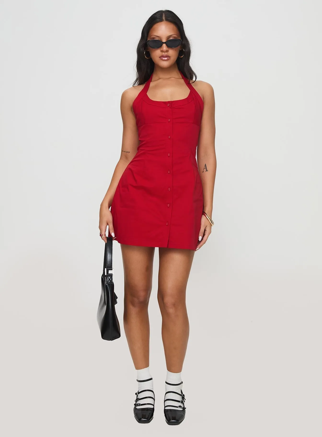 Mallorie Halter Mini Dress Red