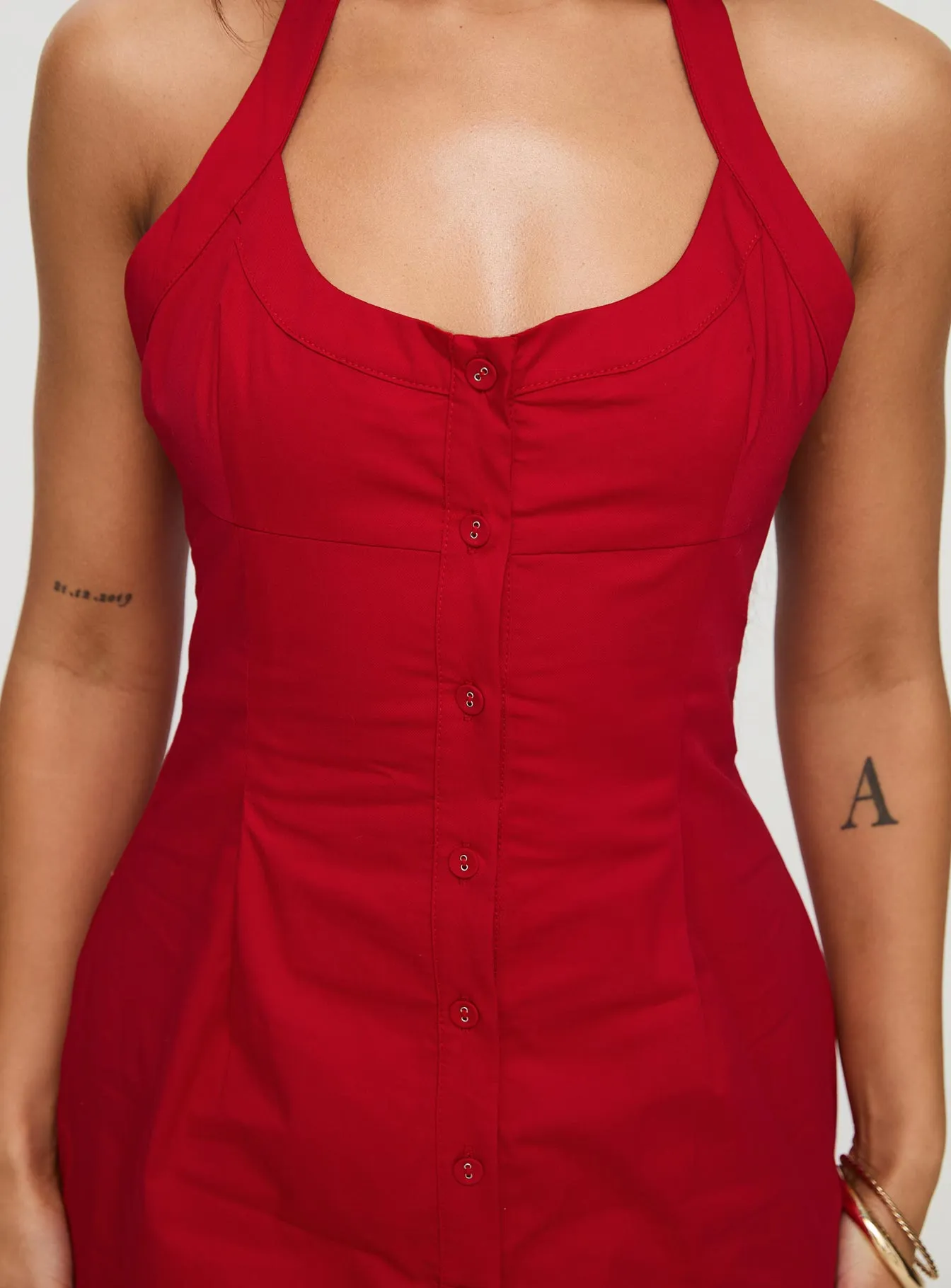 Mallorie Halter Mini Dress Red