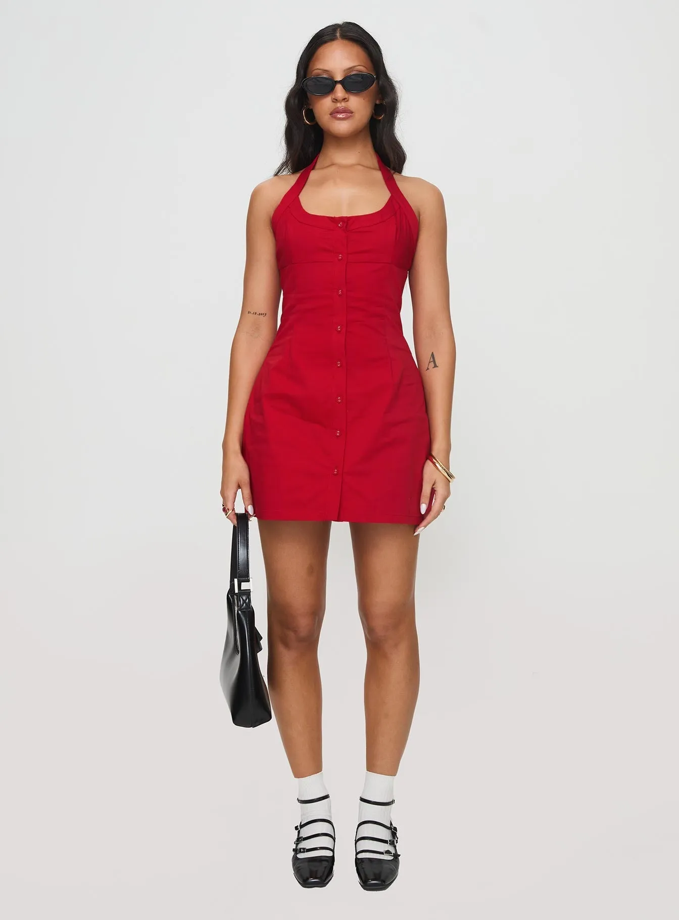 Mallorie Halter Mini Dress Red