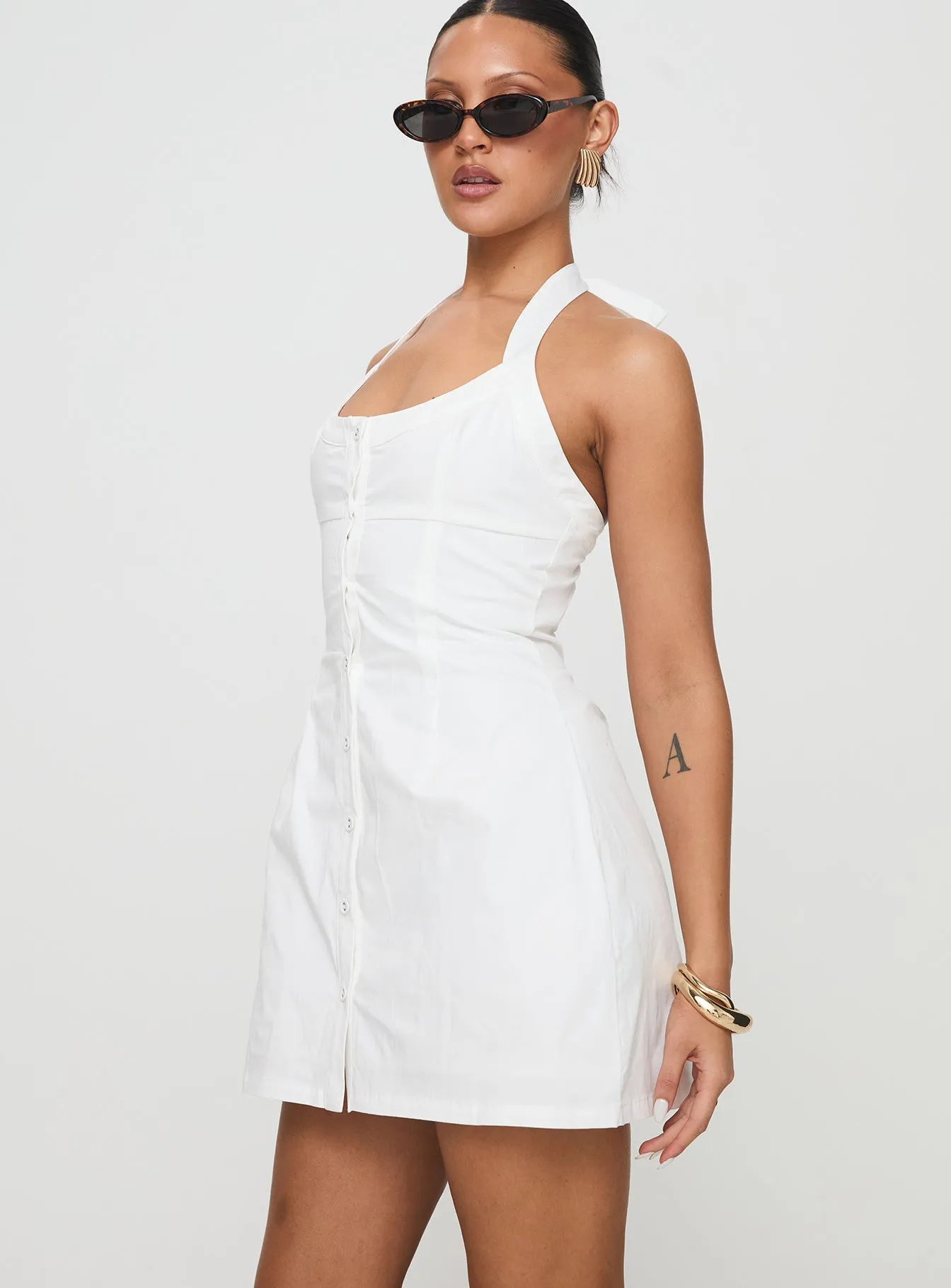 Mallorie Halter Mini Dress White