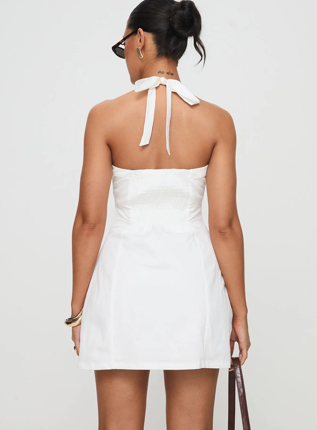 Mallorie Halter Mini Dress White