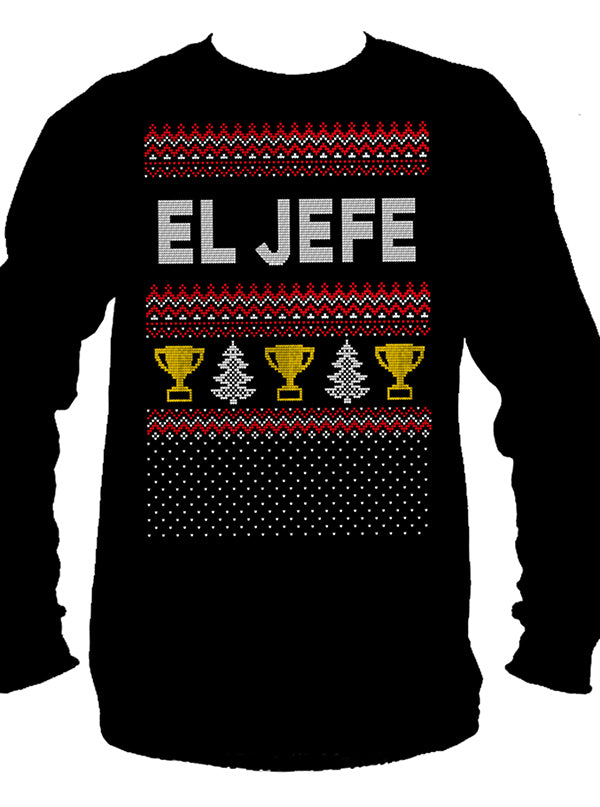 Men's El Jefe Ugly Christmas Sweater Long Sleeve Tee