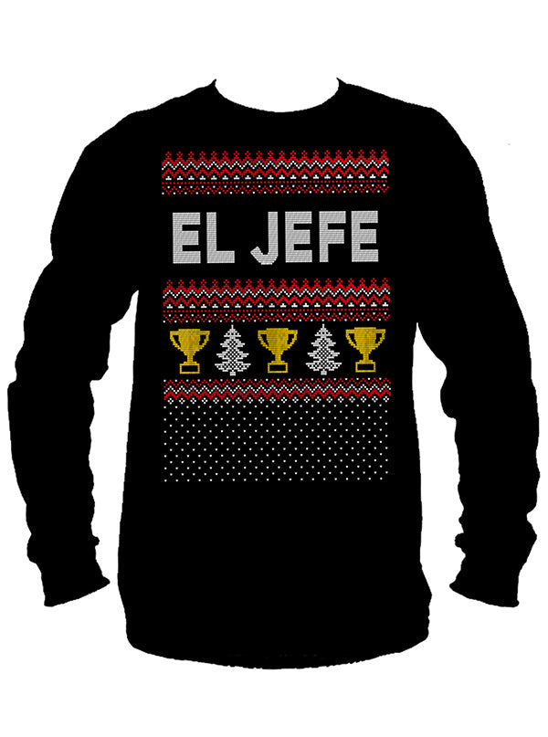 Men's El Jefe Ugly Christmas Sweater Long Sleeve Tee