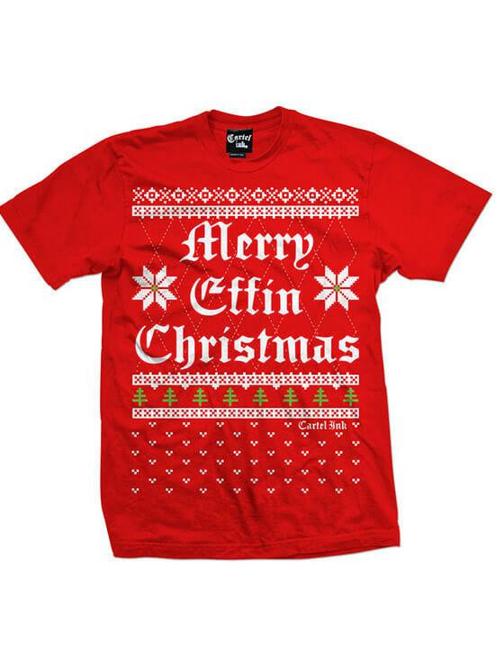 Men's Merry Effin Chistmas Ugly Sweater Tee