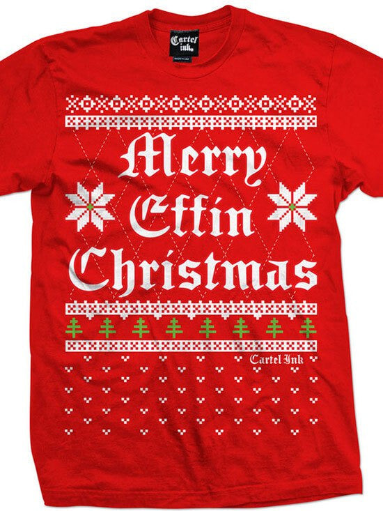 Men's Merry Effin Chistmas Ugly Sweater Tee