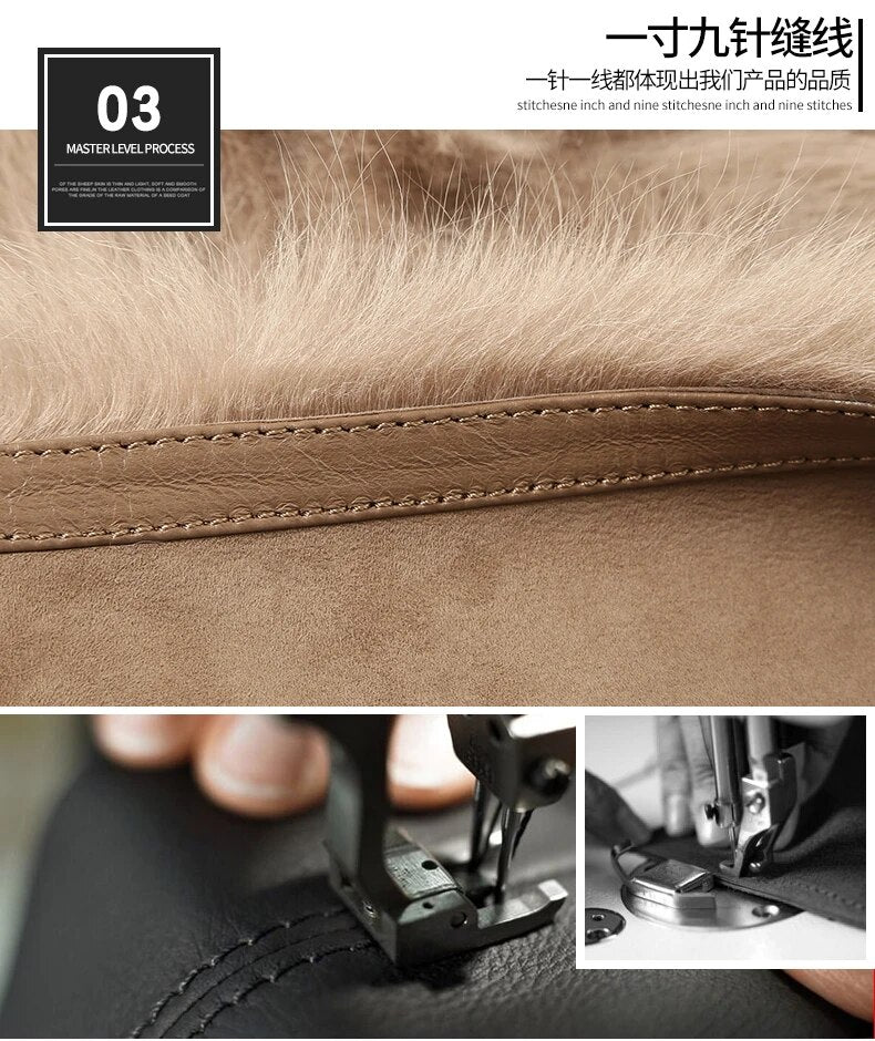 Men's Sheepskin Leather Shearling Real Fur Sleeveless V-Neck Vestcoat