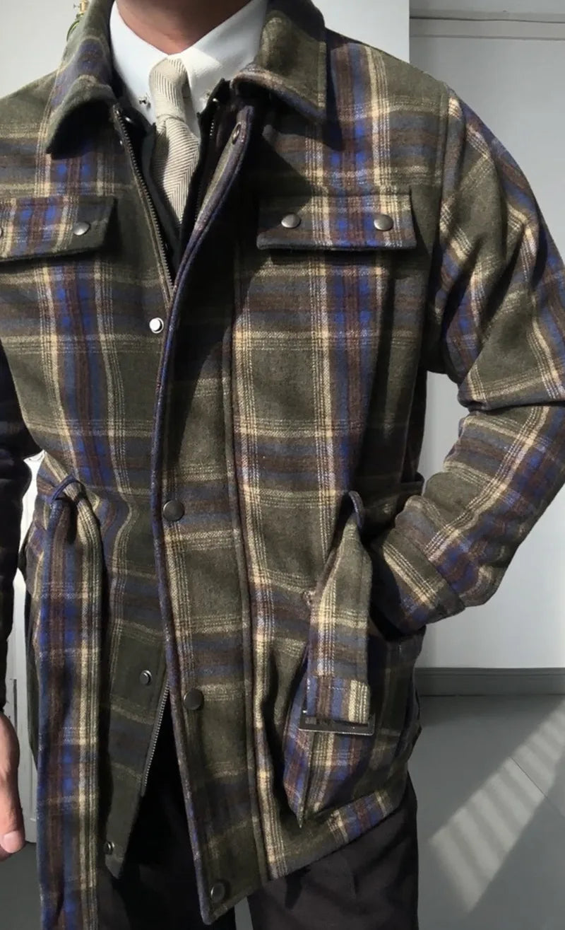 Men's Vintage Hunting Korean Plaid Casual Streetwear Warm Jacket