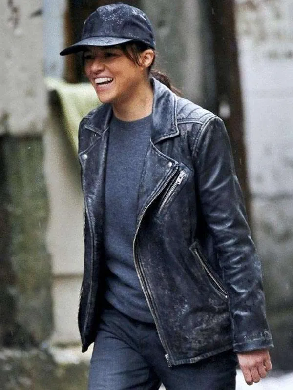 Michelle Rodriguez Distressed Leather Jacket - New American Jackets