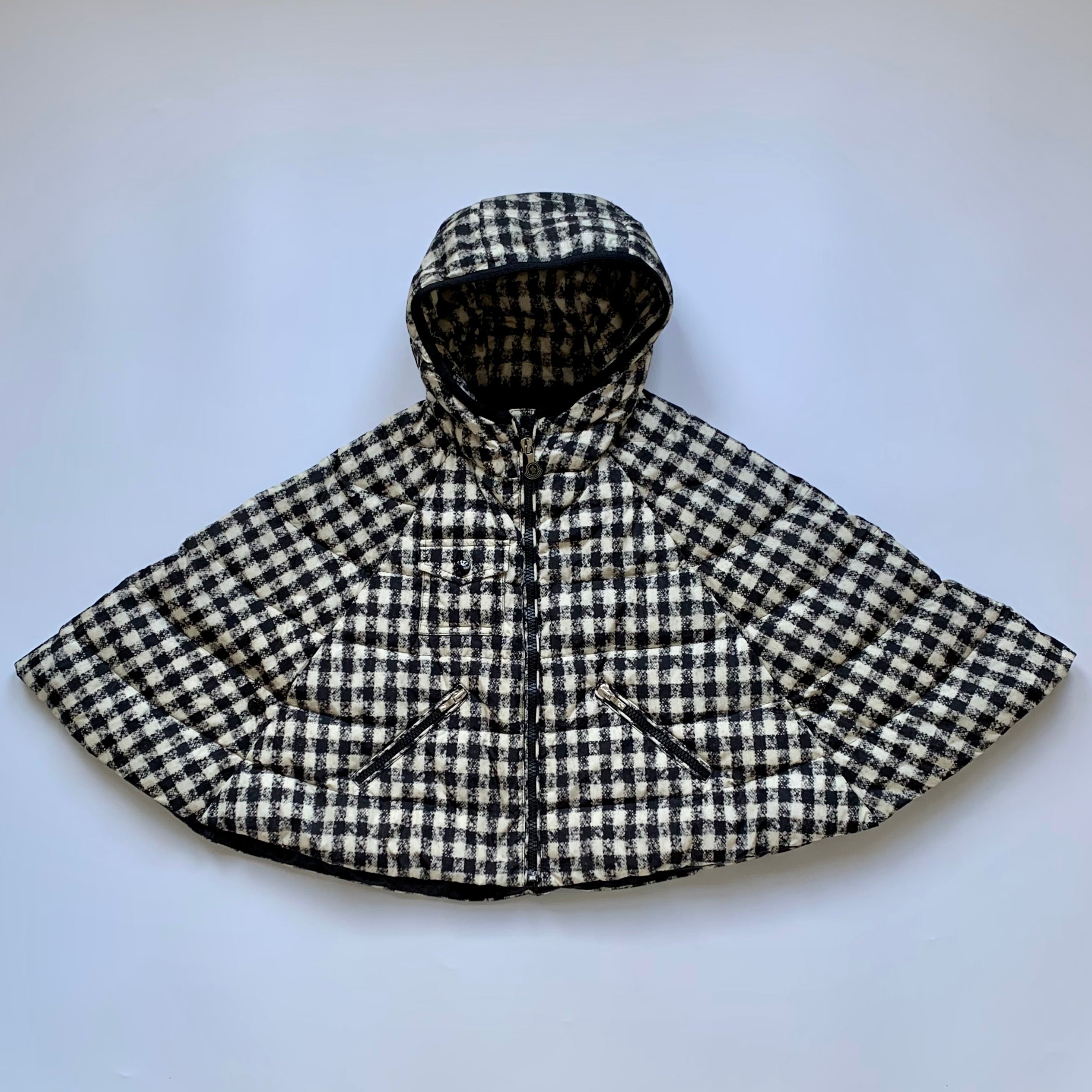 Moncler Black And White Houndstooth Cape: 4 Years