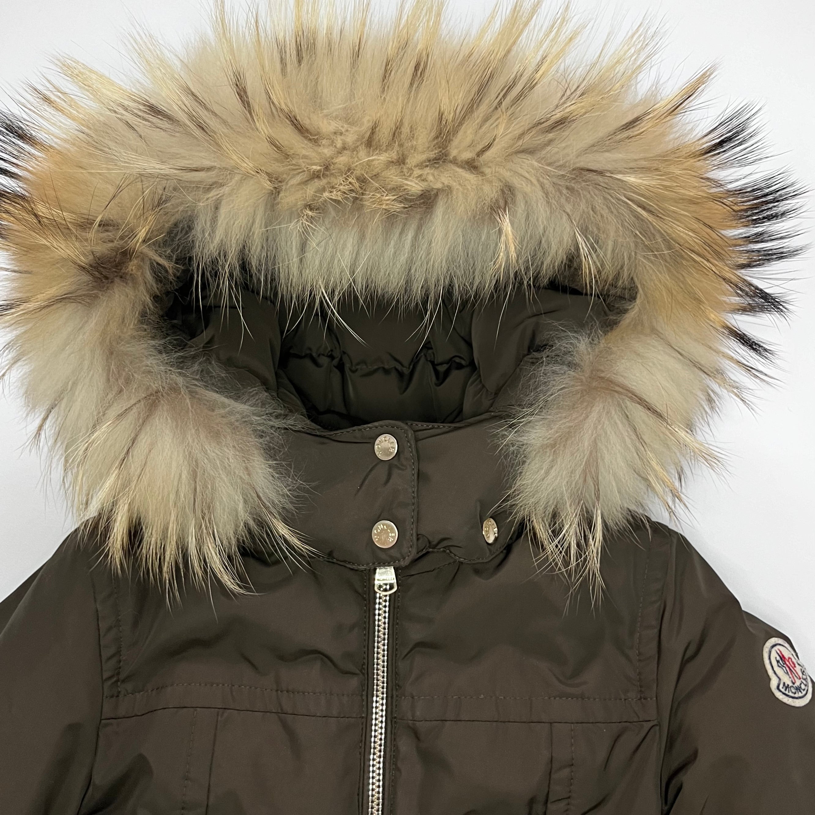 Moncler Brown Down Filled Coat With Fur Trim: 8 Years