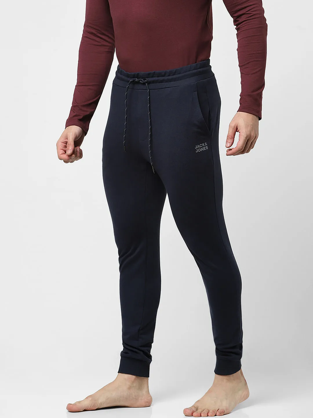 Navy Blue Mid Rise Jogger Trackpants