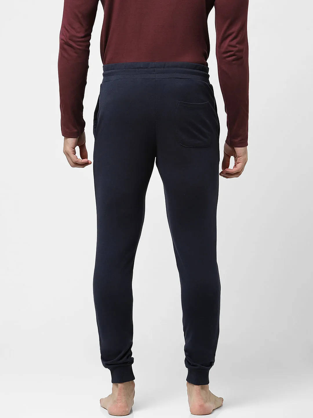 Navy Blue Mid Rise Jogger Trackpants