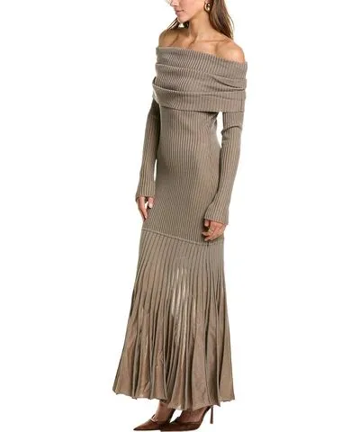 Nicholas Maxine Off-Shoulder Plaited Maxi Dress