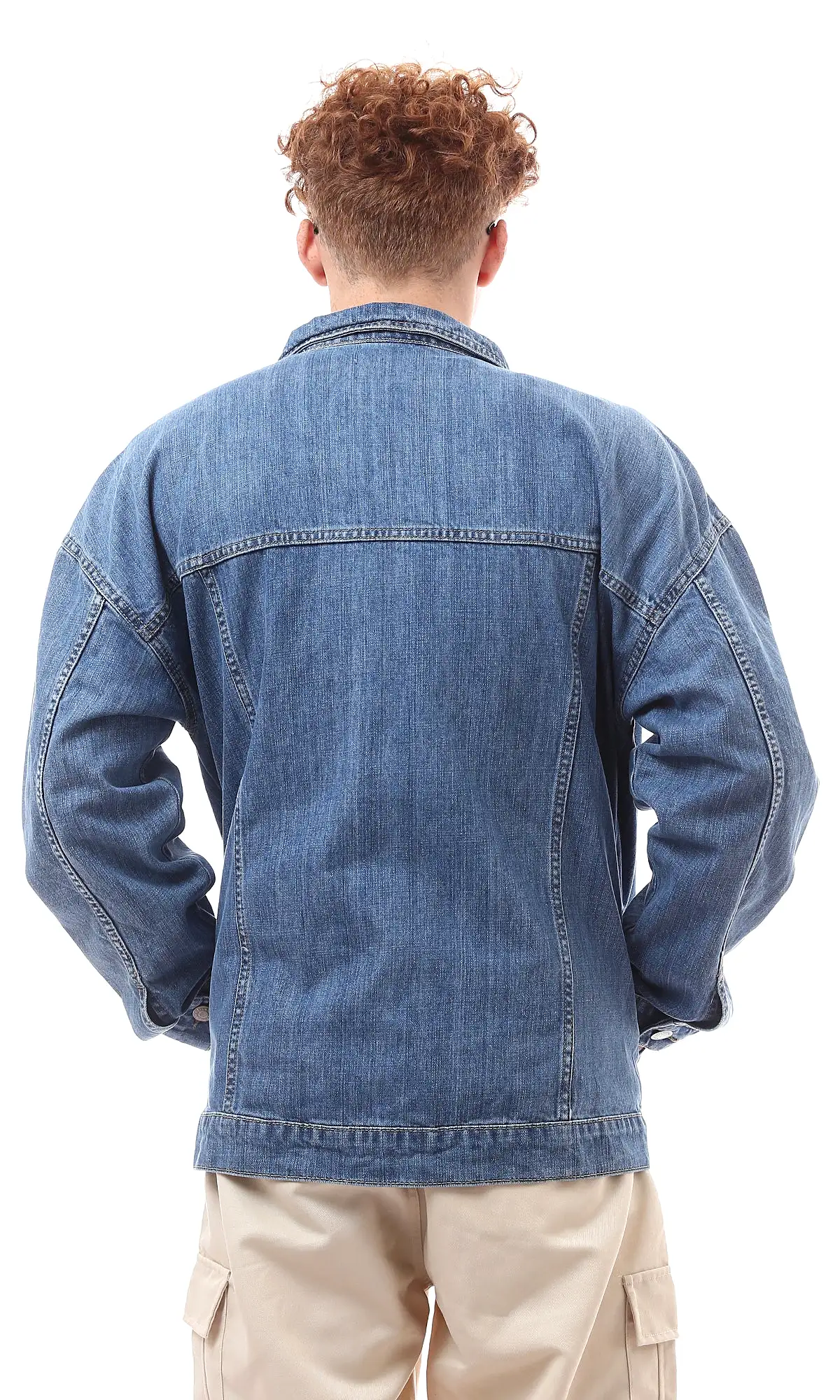 O174497 Light Vintage Denim Jacket With Turn Down Collar