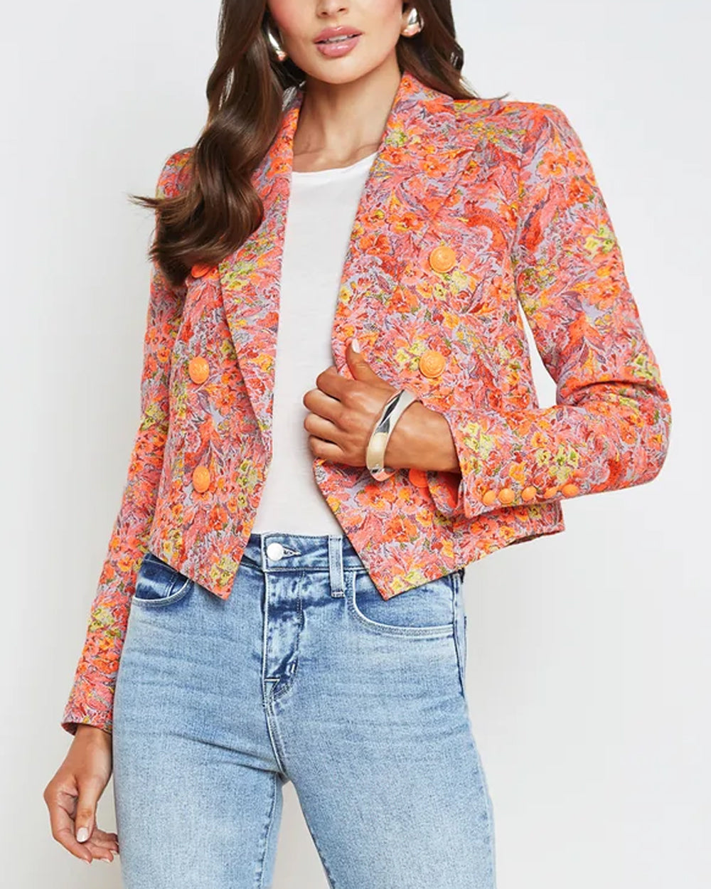 Orange Floral Lila Boxy Blazer