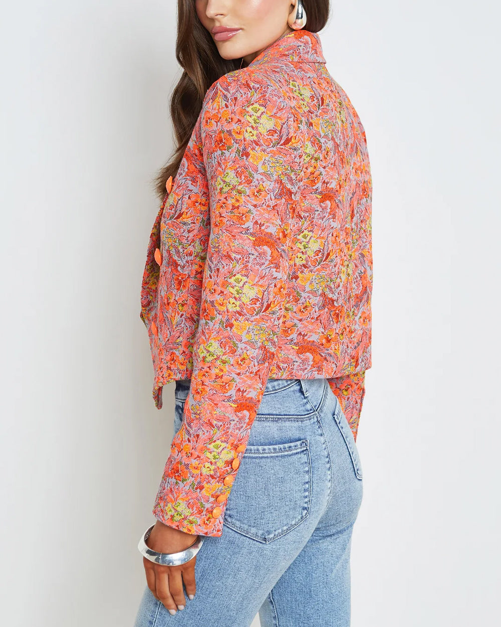 Orange Floral Lila Boxy Blazer