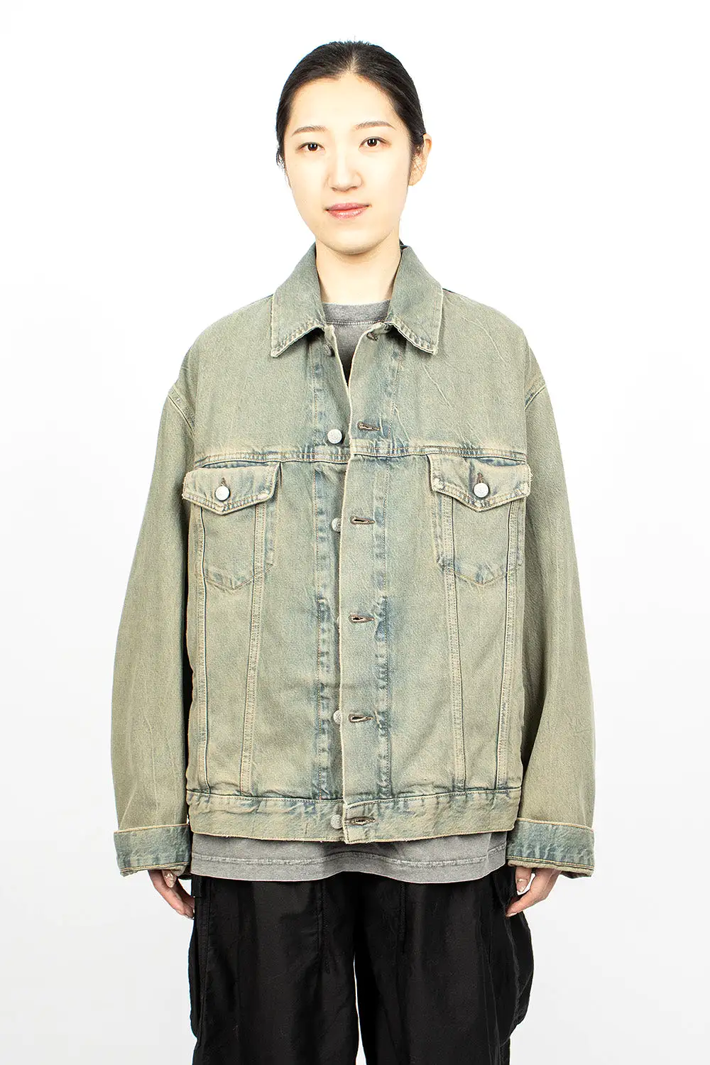 Oversized Denim Jacket Blue/Beige